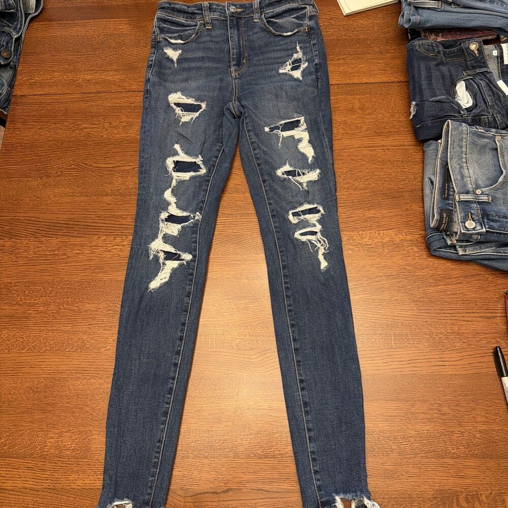 American Eagle Outfitters Next Level Stretch Jeggings Size 6 Long Distressed